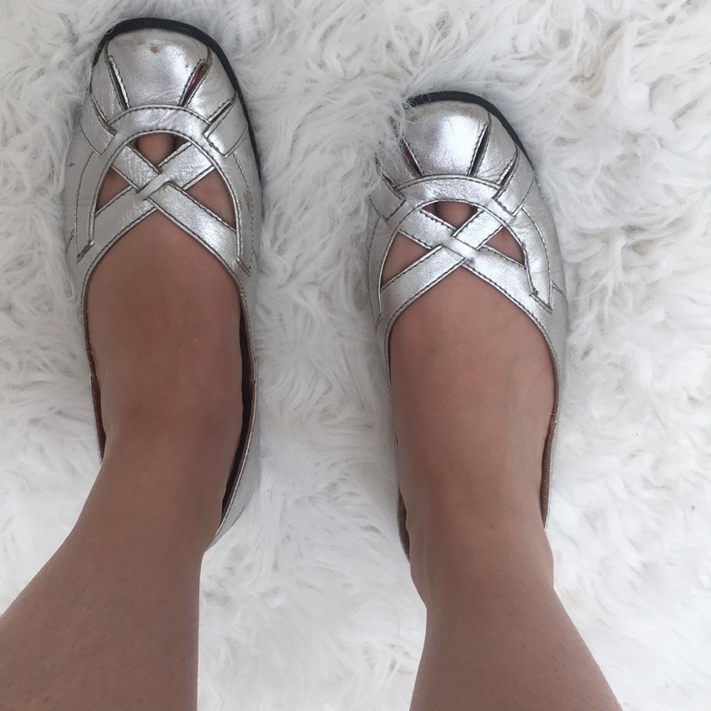 Born Silver slip on  flats